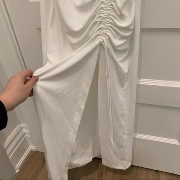 Zara White Rushed Midi Dress, Size M - Picture 7 of 12